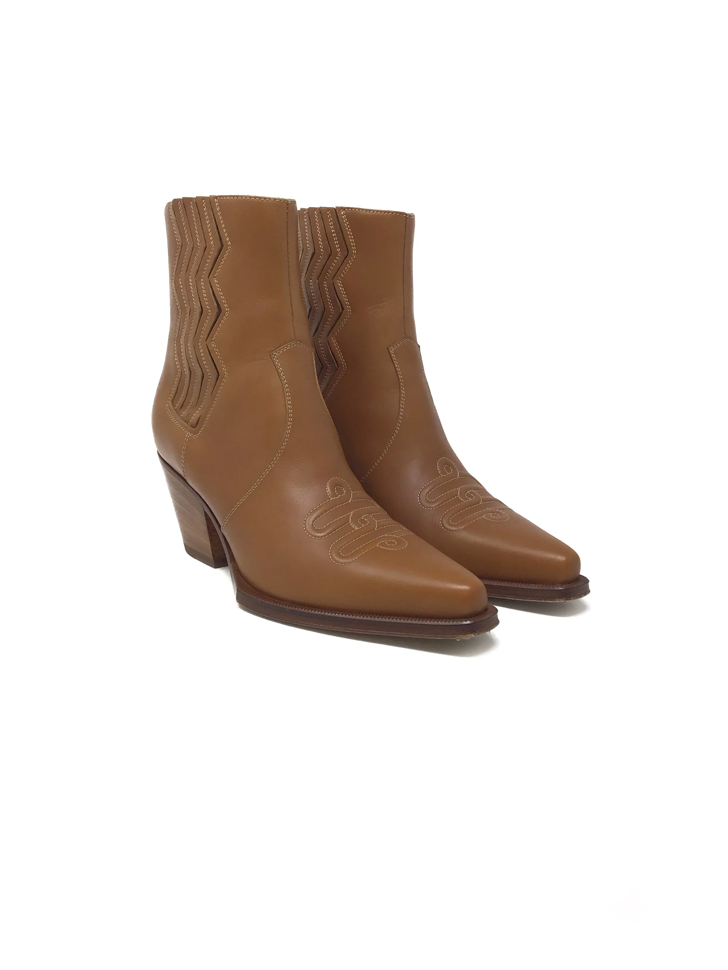 Hermes Size 37 'Vegas' detailed Stitch Ankle Boots
