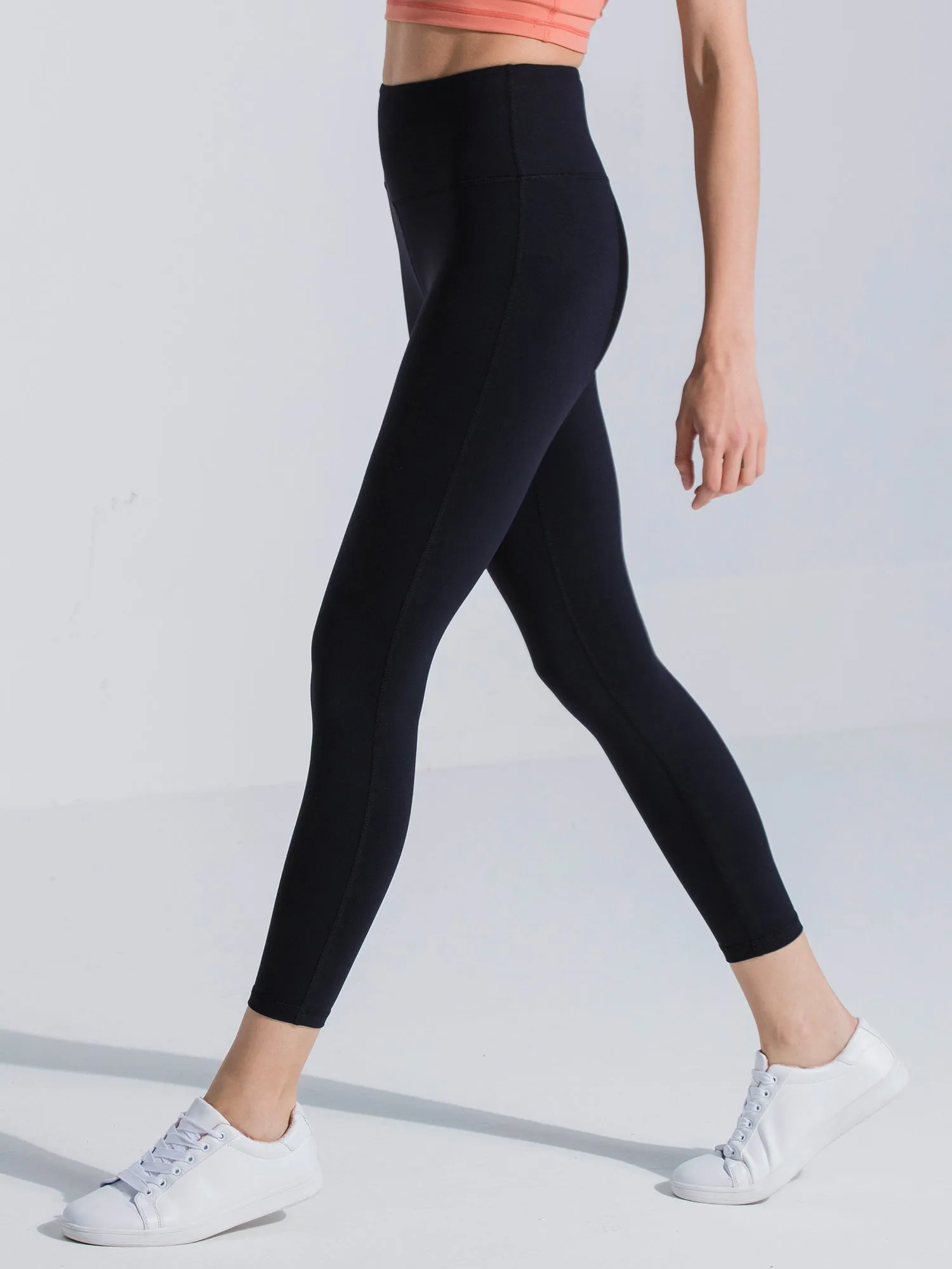 HIGH WAIST ANKLE CROPS, BLACK