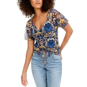 INC International Concepts Women's Floral Ruched Front Top