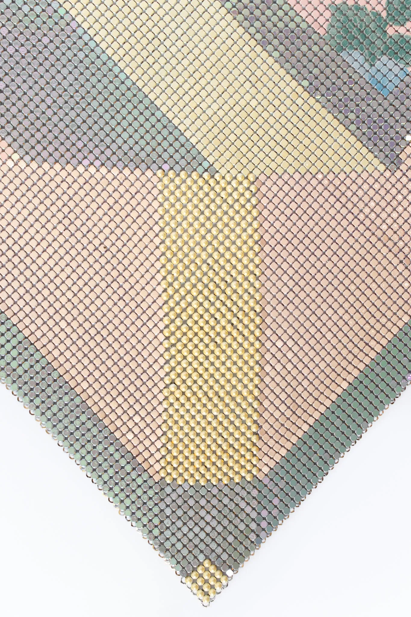 Iridescent Floral Geo Pointed Metal Mesh Halter