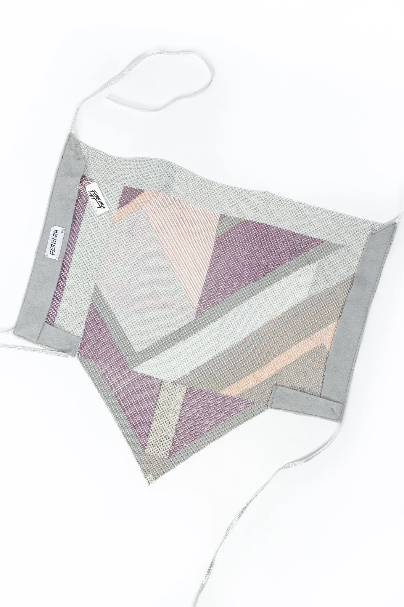 Iridescent Floral Geo Pointed Metal Mesh Halter