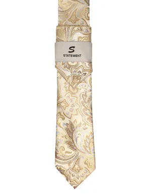 IVORY PAISLEY 2 PC TIE & HANKIE SET