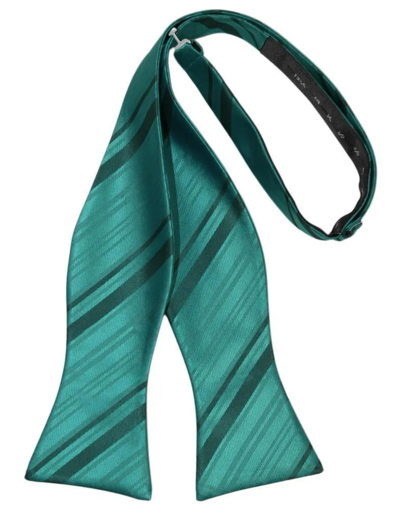 Jade Striped Satin Bow Tie