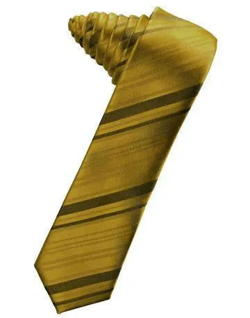 Jade Striped Satin Skinny Necktie