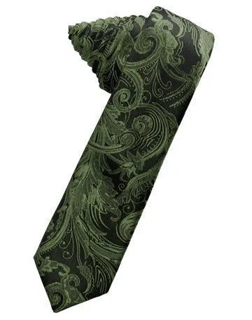 Jade Tapestry Satin Skinny Necktie