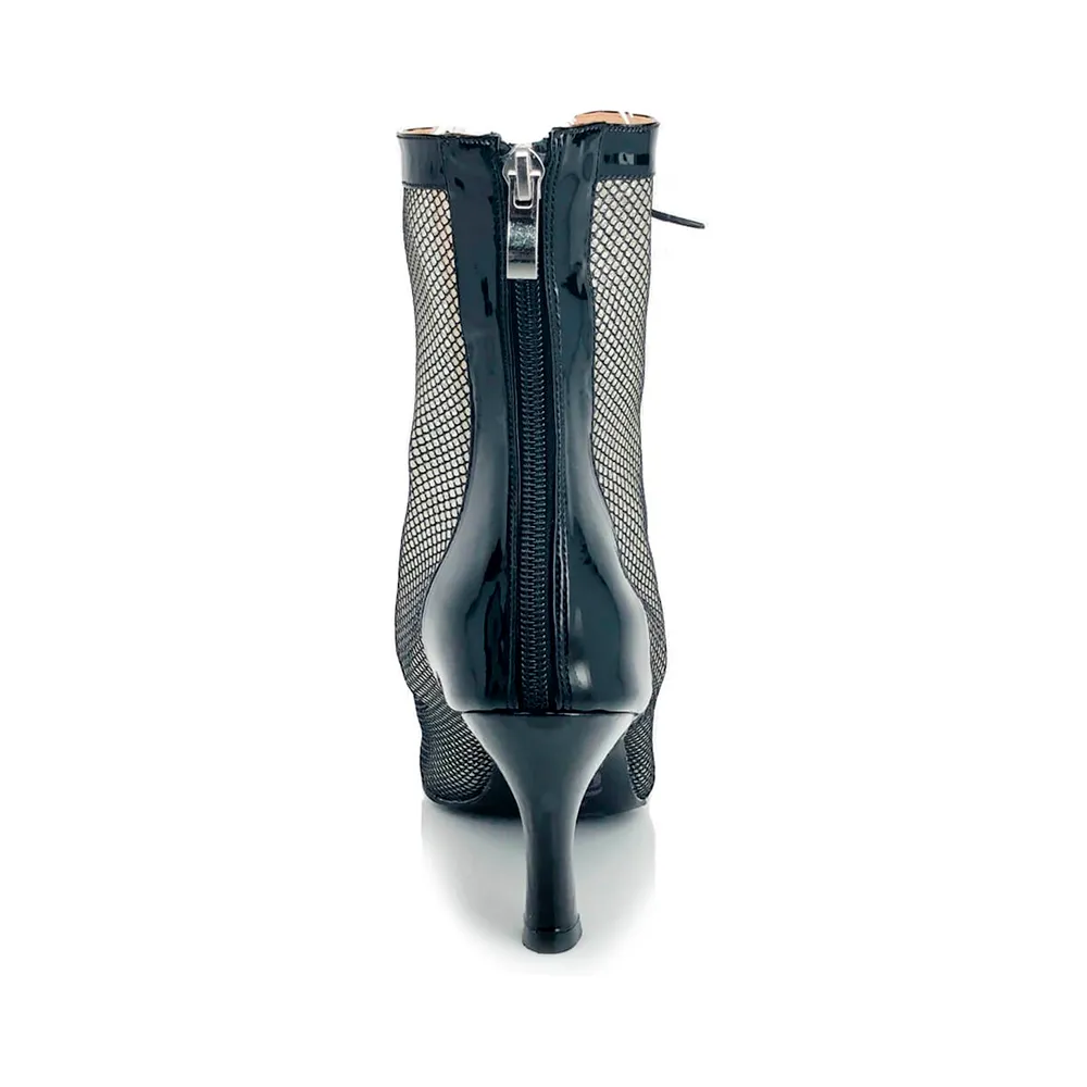 Jezzie - Mesh Lace Up Dance Booties (Rubber Sole)