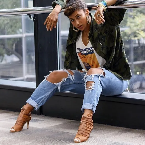 Karla - Denim Fabric Lace Up Latin Dance Booties (Street Sole)