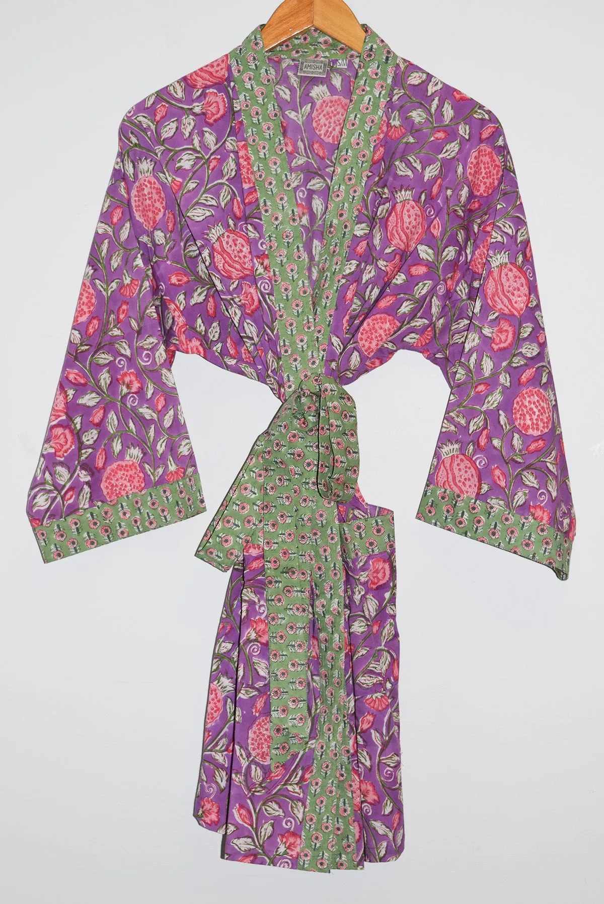 Kerala Short Robe | Purple Floral