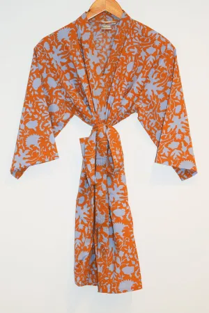 Kerala Short Robe | Shadow Floral Orange