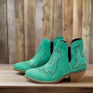 Kickin' A And Taking Names Booties in Turquoise Suede