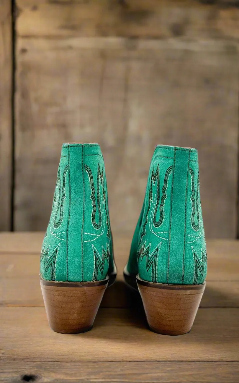 Kickin' A And Taking Names Booties in Turquoise Suede