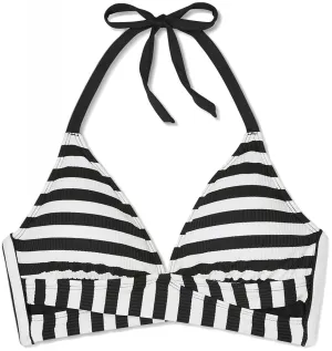 Kona Sol Women's Striped Faux Wrap Halter Bikini Top
