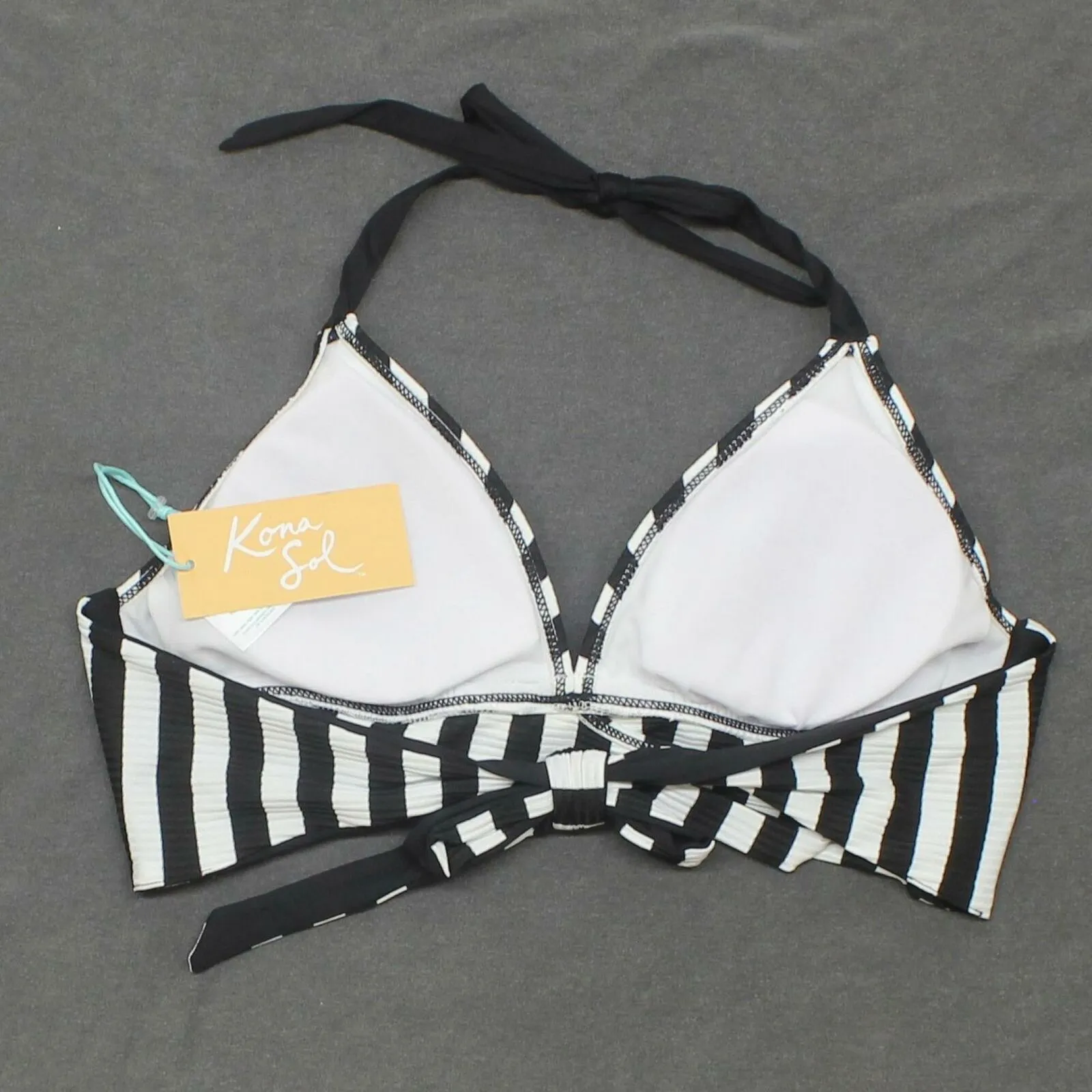 Kona Sol Women's Striped Faux Wrap Halter Bikini Top