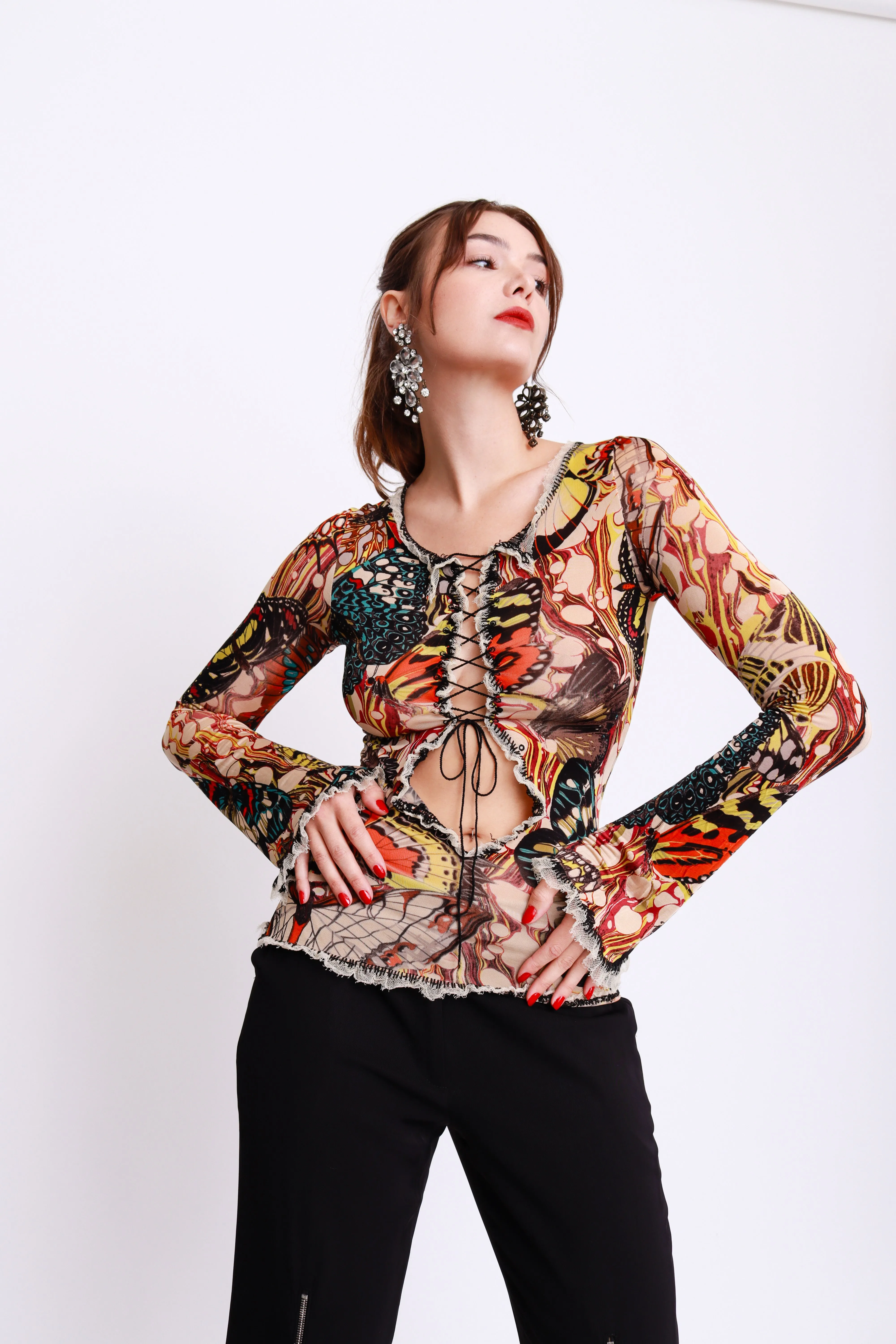 Lace Up Butterfly Top