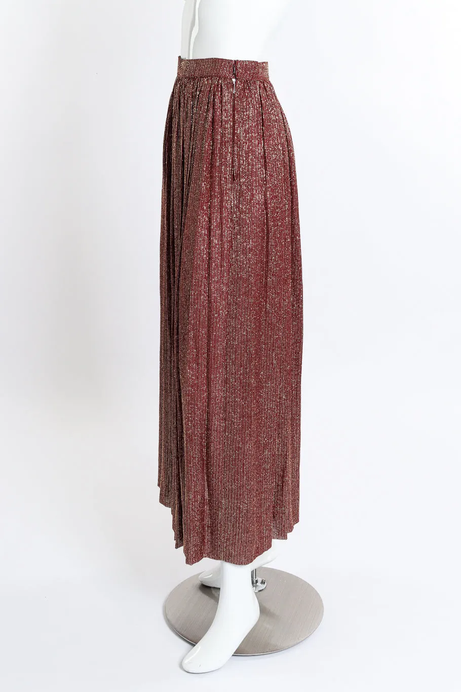 Lamé Blouse & Pleated Skirt Set