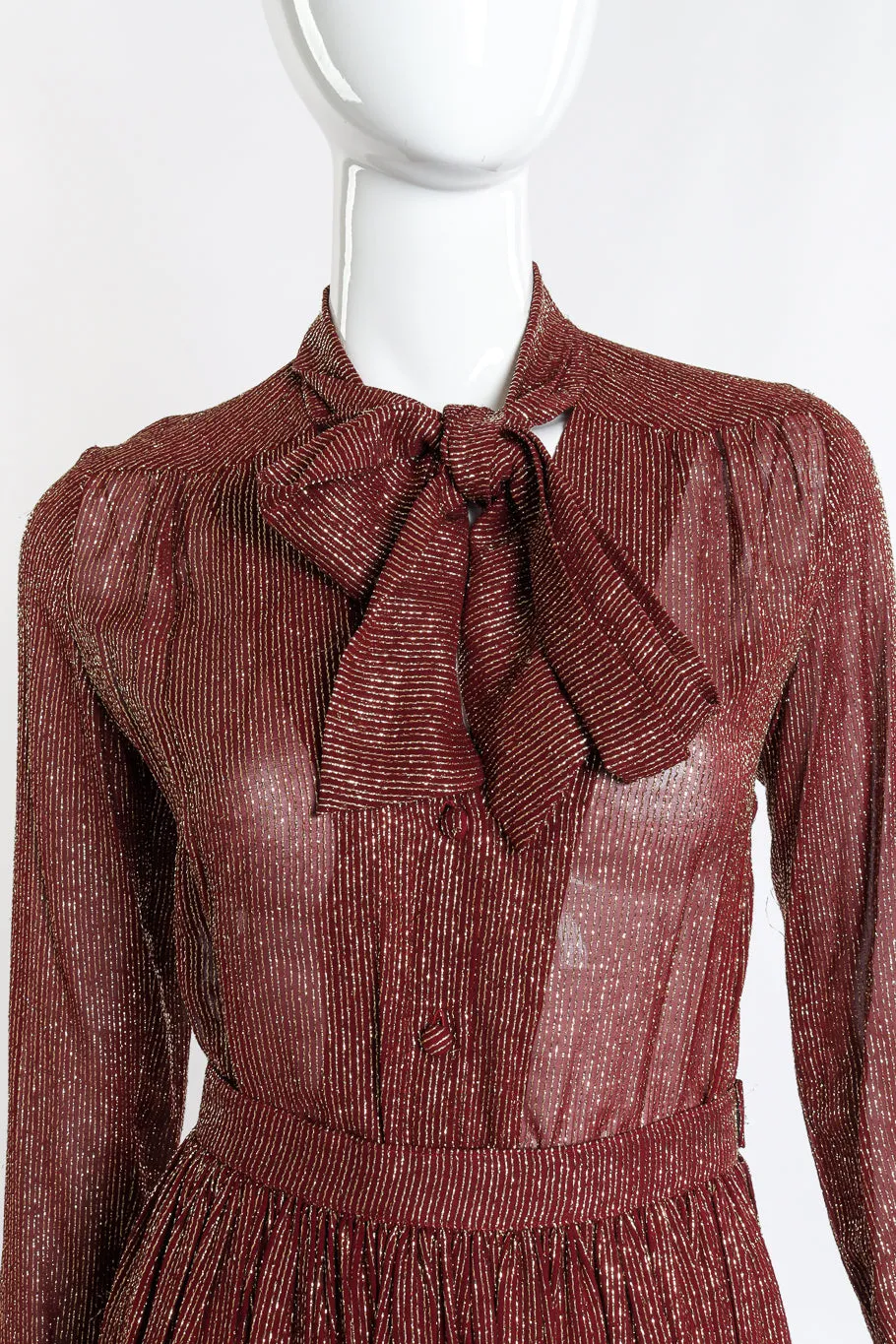 Lamé Blouse & Pleated Skirt Set