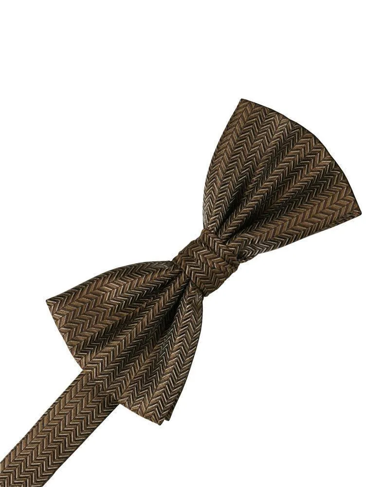 Lemon Herringbone Bow Tie