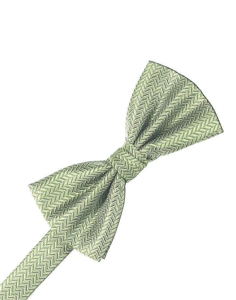 Lemon Herringbone Bow Tie