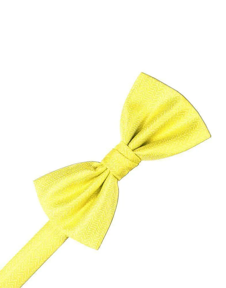 Lemon Herringbone Bow Tie