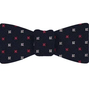 Light Red & White on Dark Navy Blue Mogador Pattern Bow Tie #MGJBT-6