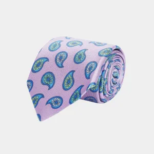 Lilac Floral Printed Silk Tie
