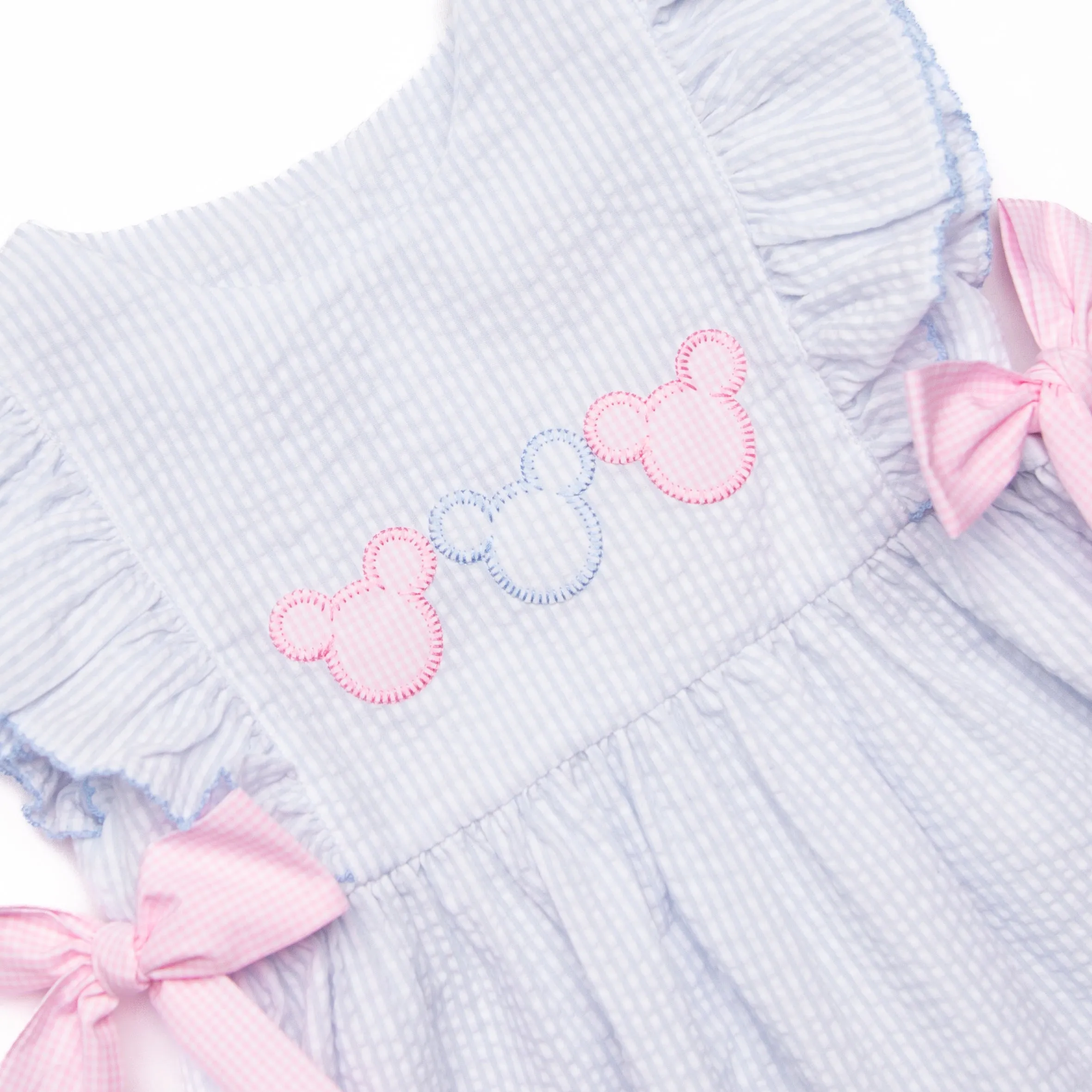 Little Mouse Trio Applique Dress, Blue