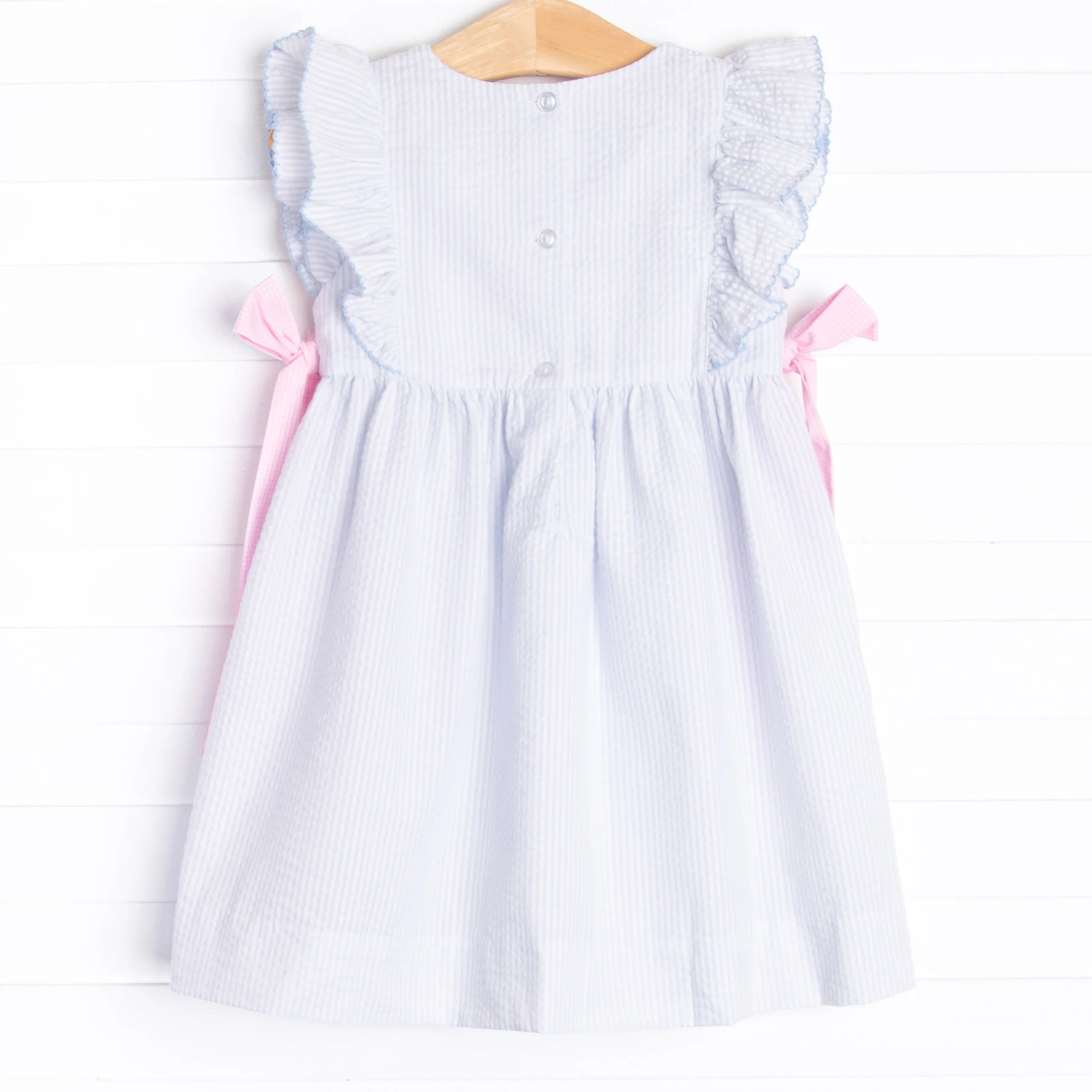 Little Mouse Trio Applique Dress, Blue