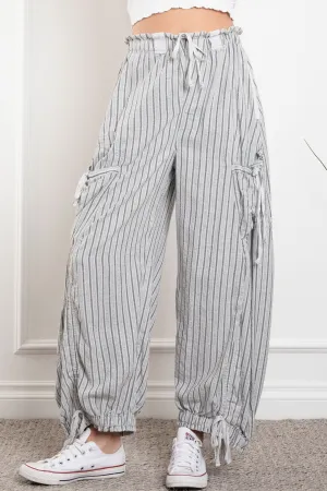 Lizzie Striped Cargo Drawstring Pants