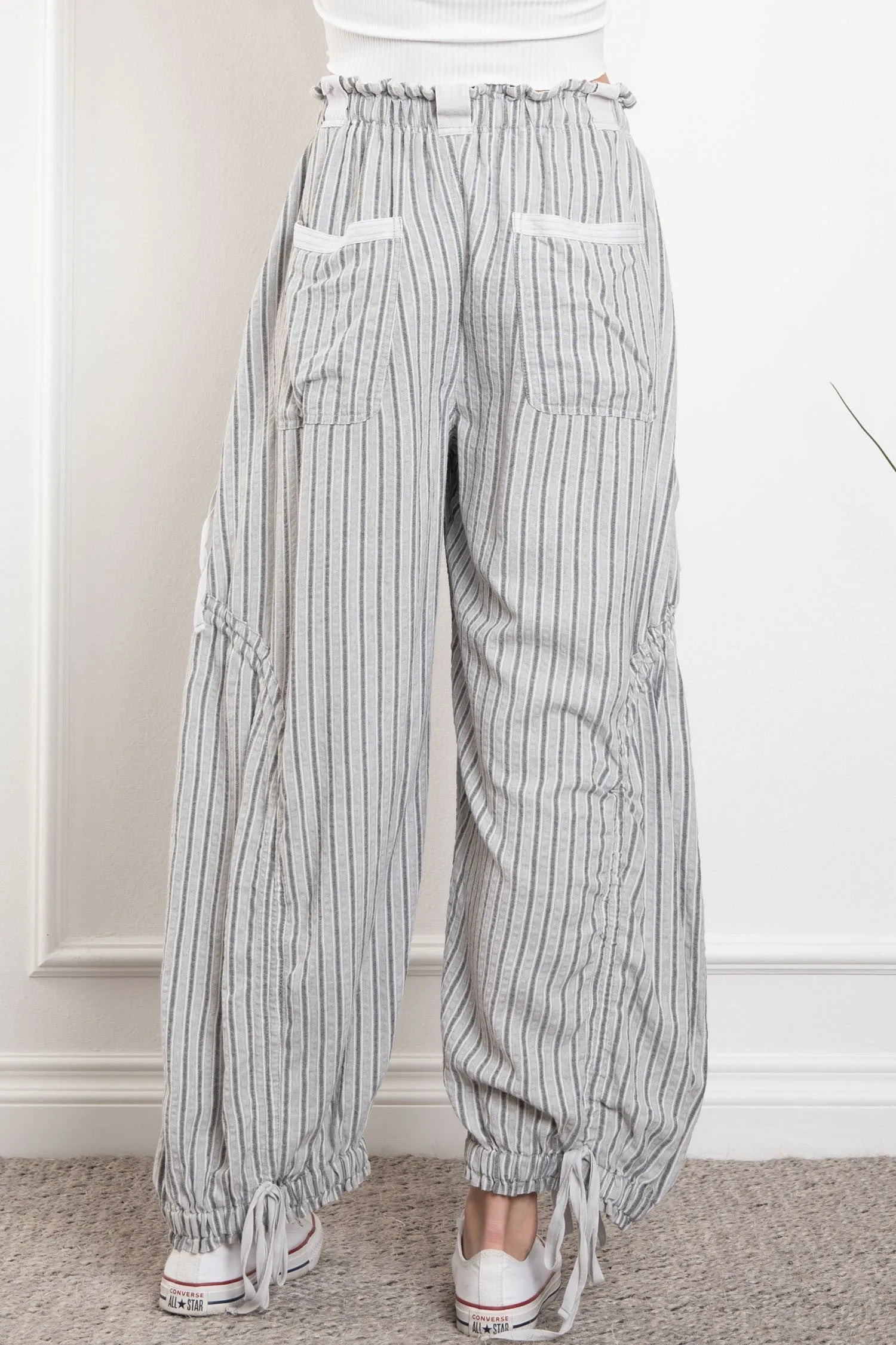 Lizzie Striped Cargo Drawstring Pants