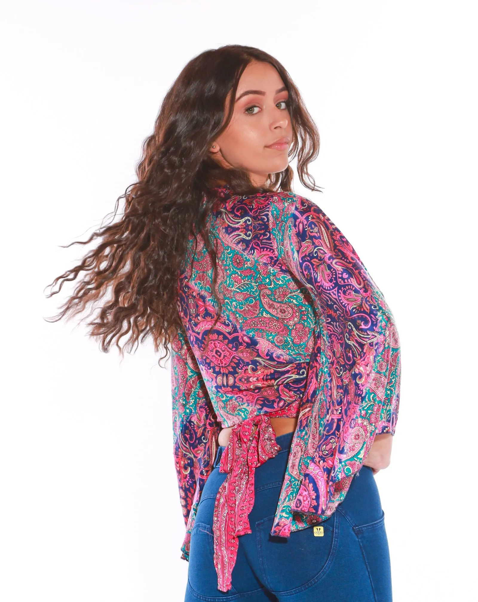 Long sleeve Wrap top - Freesize- purple