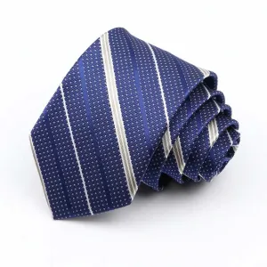 Lucas Jacquard Striped Skinny Tie in Navy