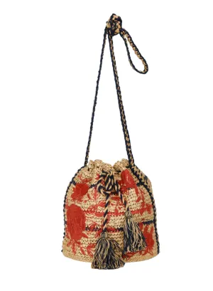 M.A.B.E Dora Raffia Pouch in Red