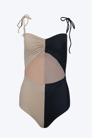 MARINA CUTOUT TWO-TONE ONE PIECE SWIMSUIT
