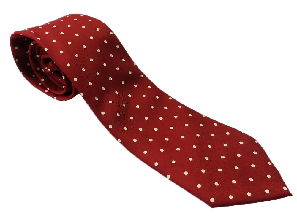 Mazeys Mens Mod Style Burgundy Polka Dot Tie