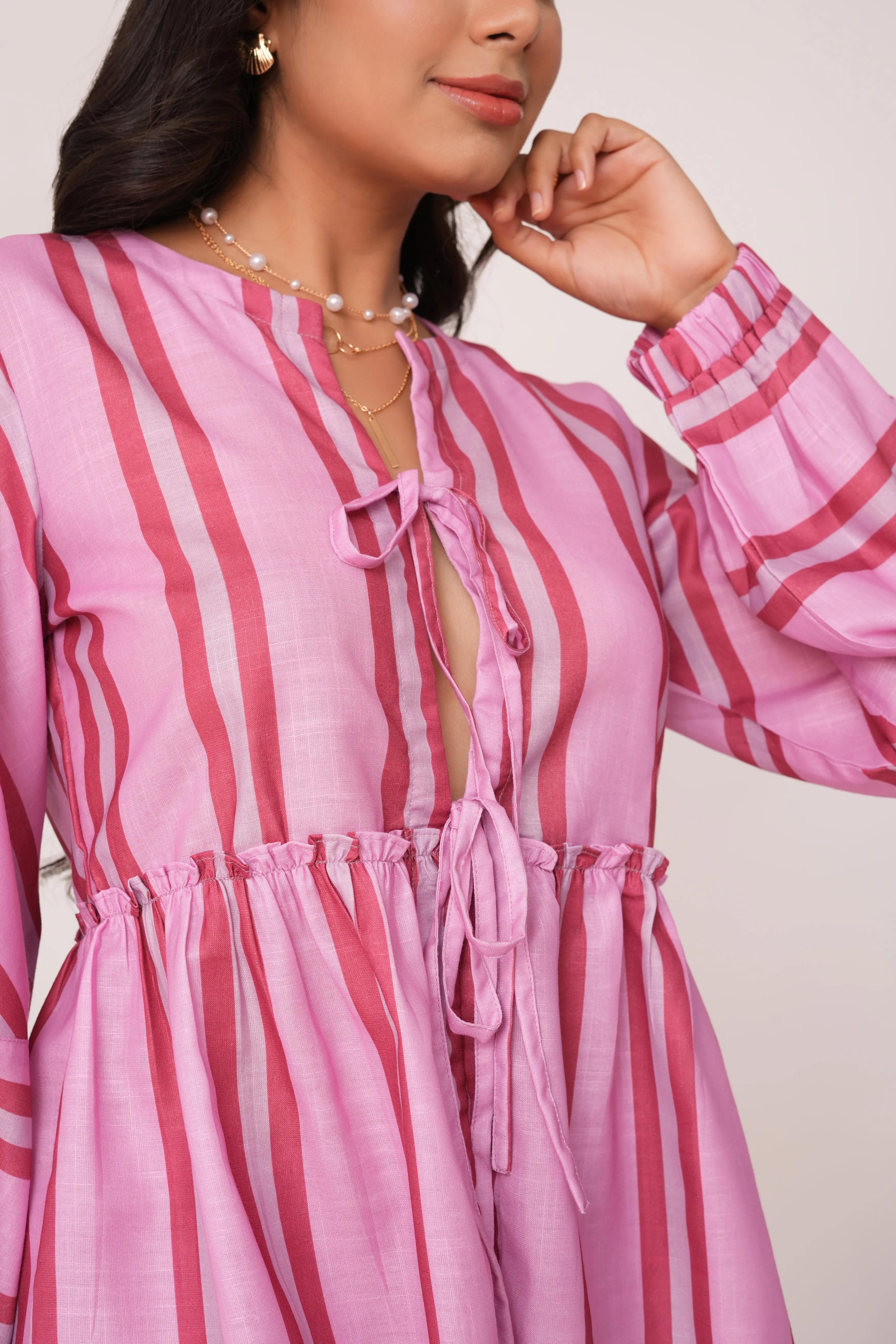 Mehak Bakshi in Bubble Gum Stripes Coord Set