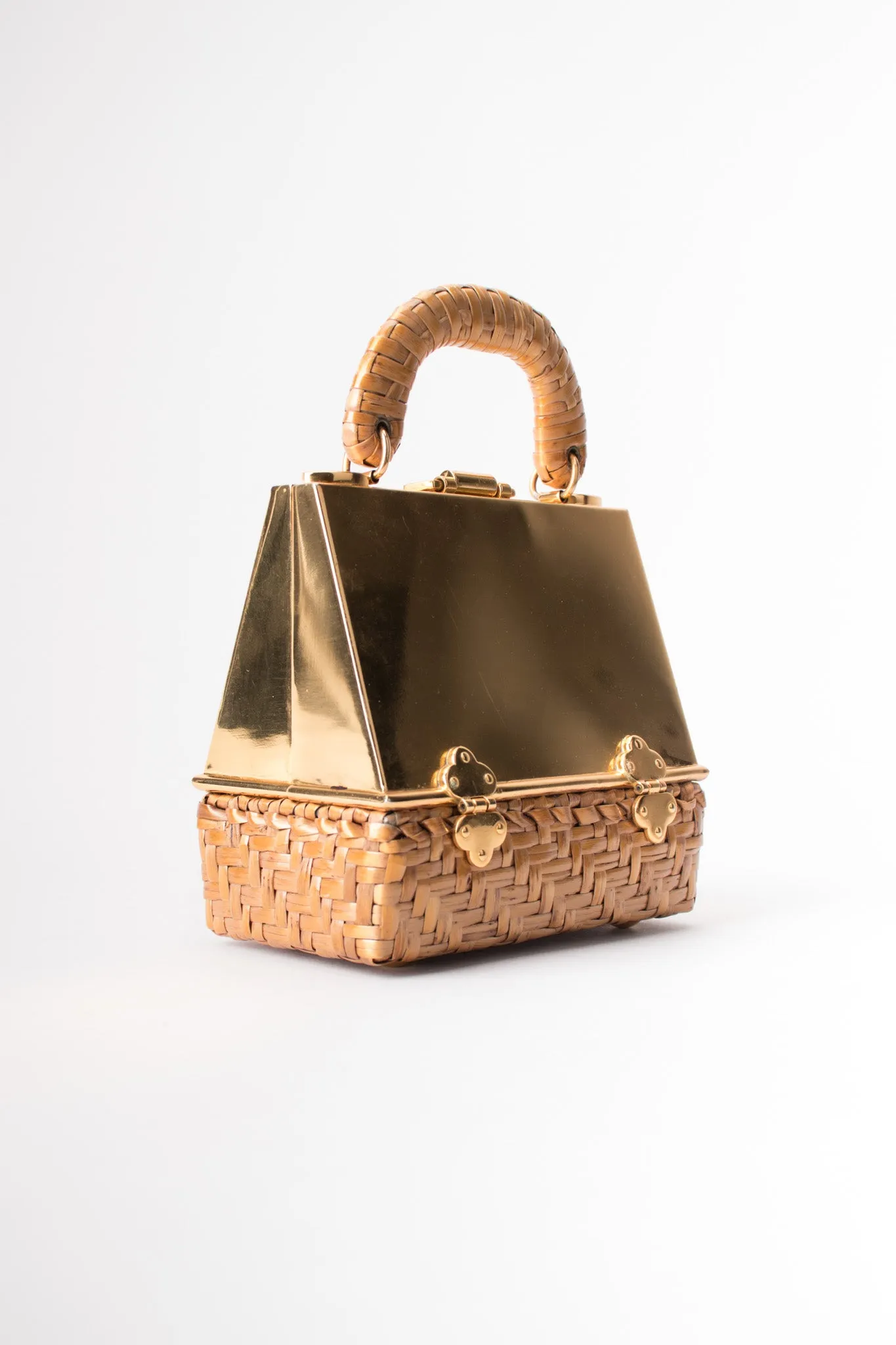 Metal Wicker A-Frame Box Bag