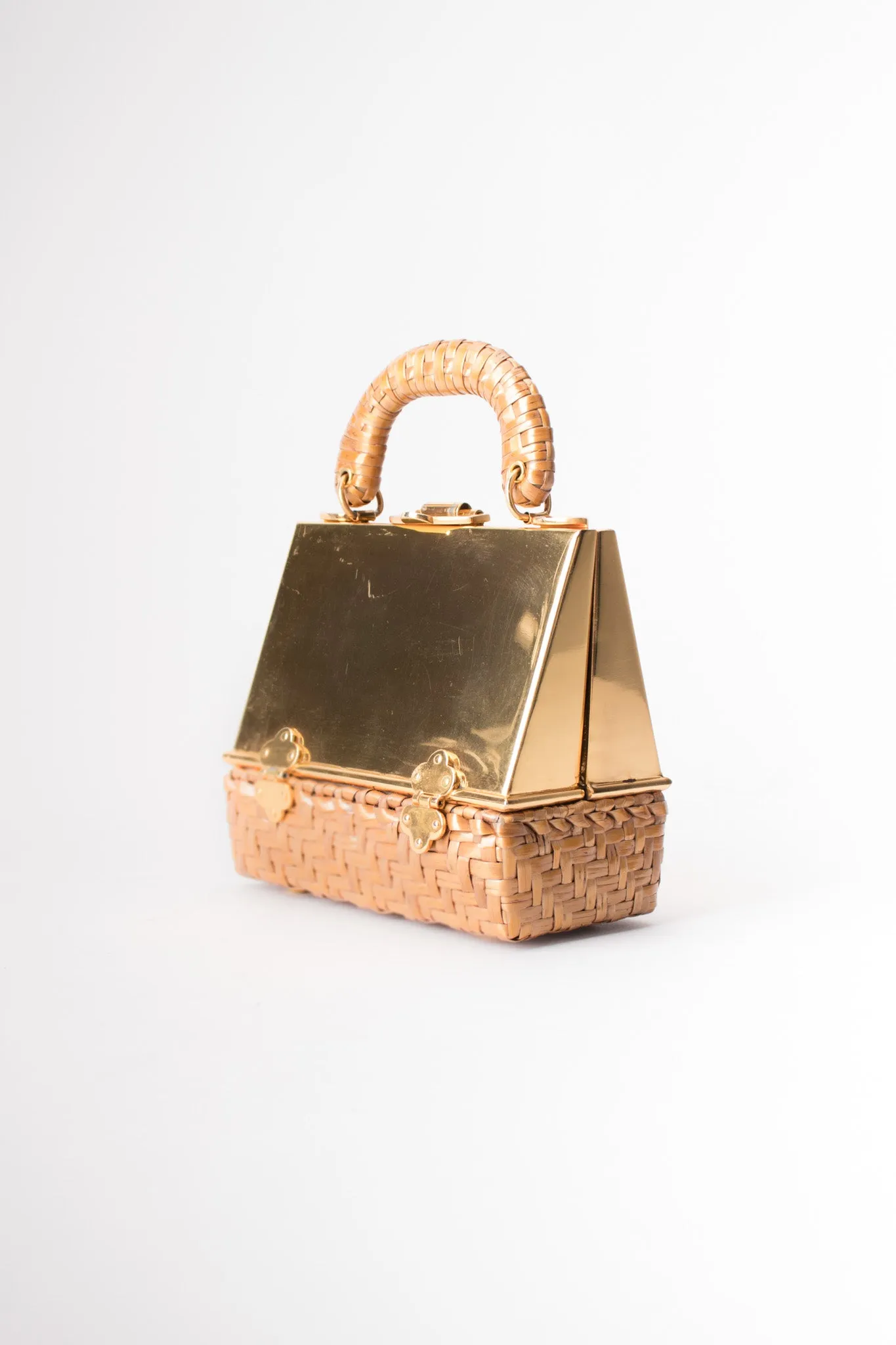 Metal Wicker A-Frame Box Bag