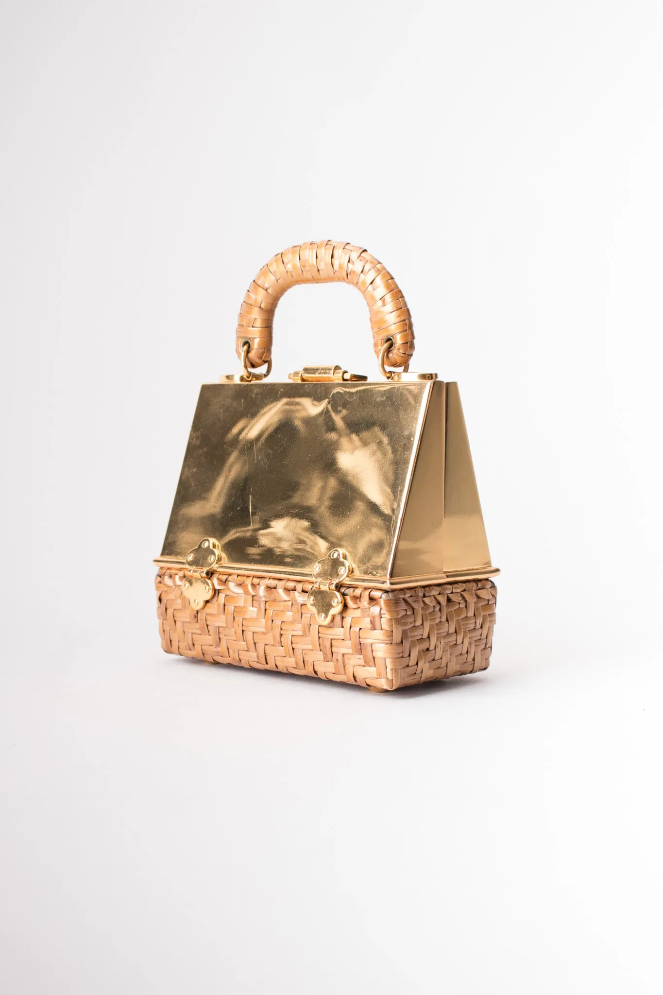 Metal Wicker A-Frame Box Bag