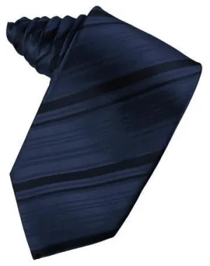 Midnight Blue Striped Satin Necktie