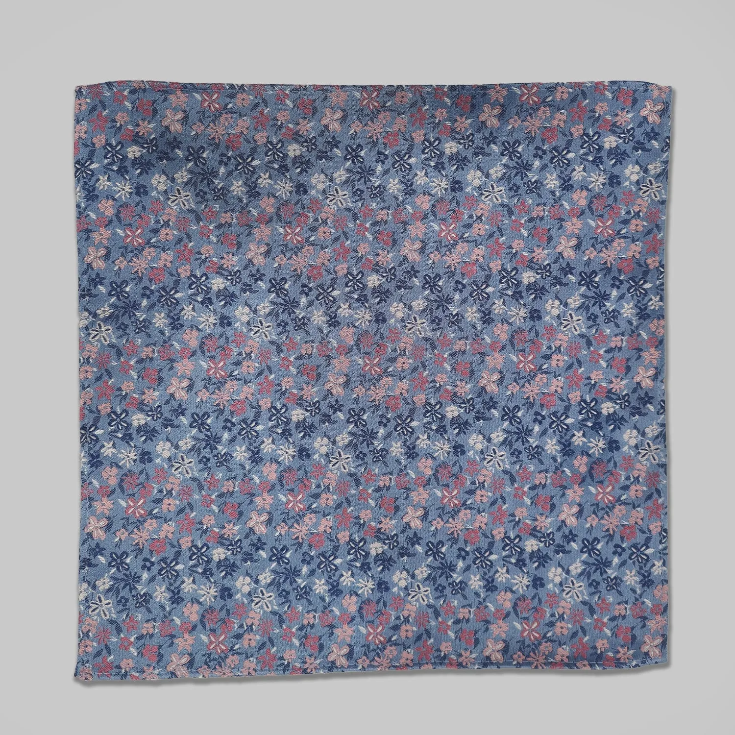 Mini Floral Print Tie and Hankie Set - Light Blue
