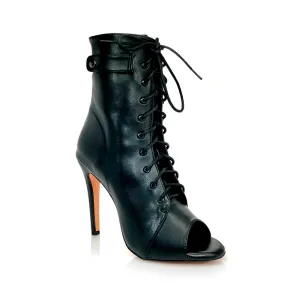 Moment - By Kiira Harper - Open Toe Lace Up Dance Booties (Street Sole)