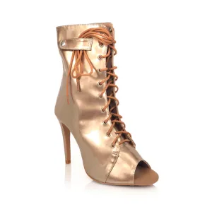 Moment - By Kiira Harper - Open Toe Lace Up Dance Booties (Street Sole)