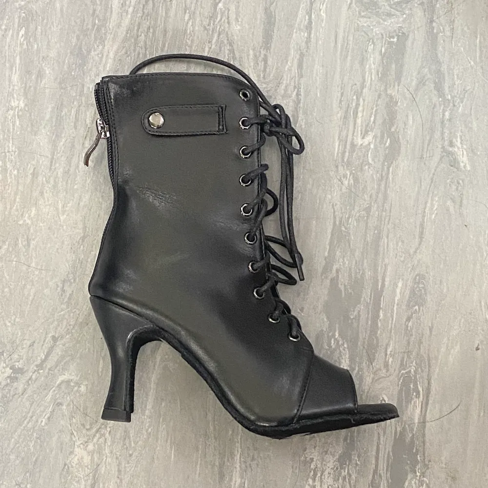 Moment - By Kiira Harper - Open Toe Lace Up Dance Booties (Suede Sole)