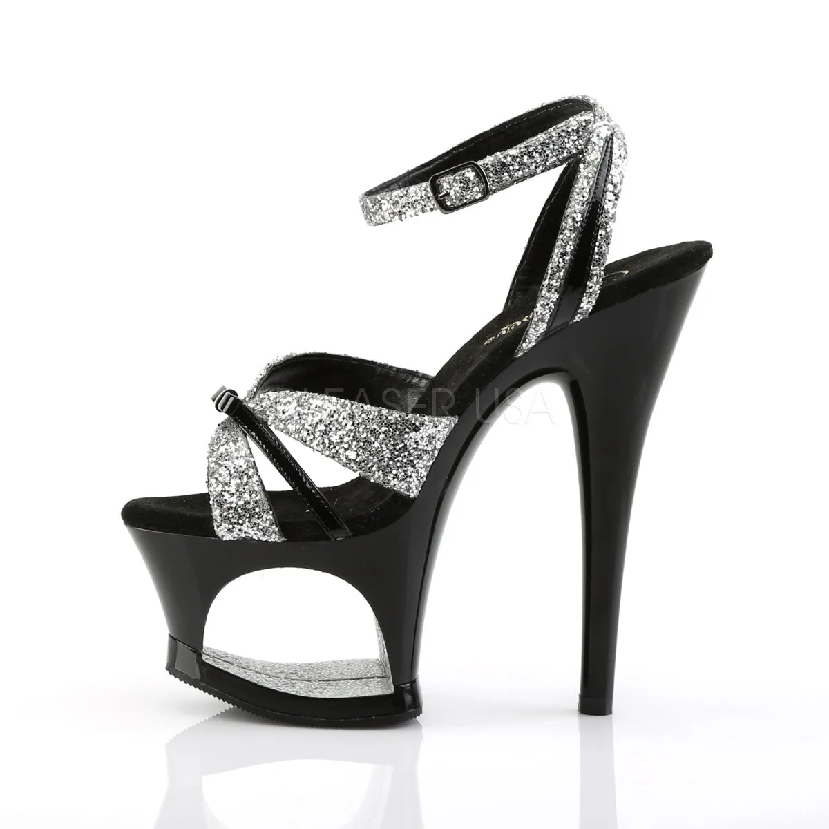 MOON-728  Silver Glitter-Black Patent/Black
