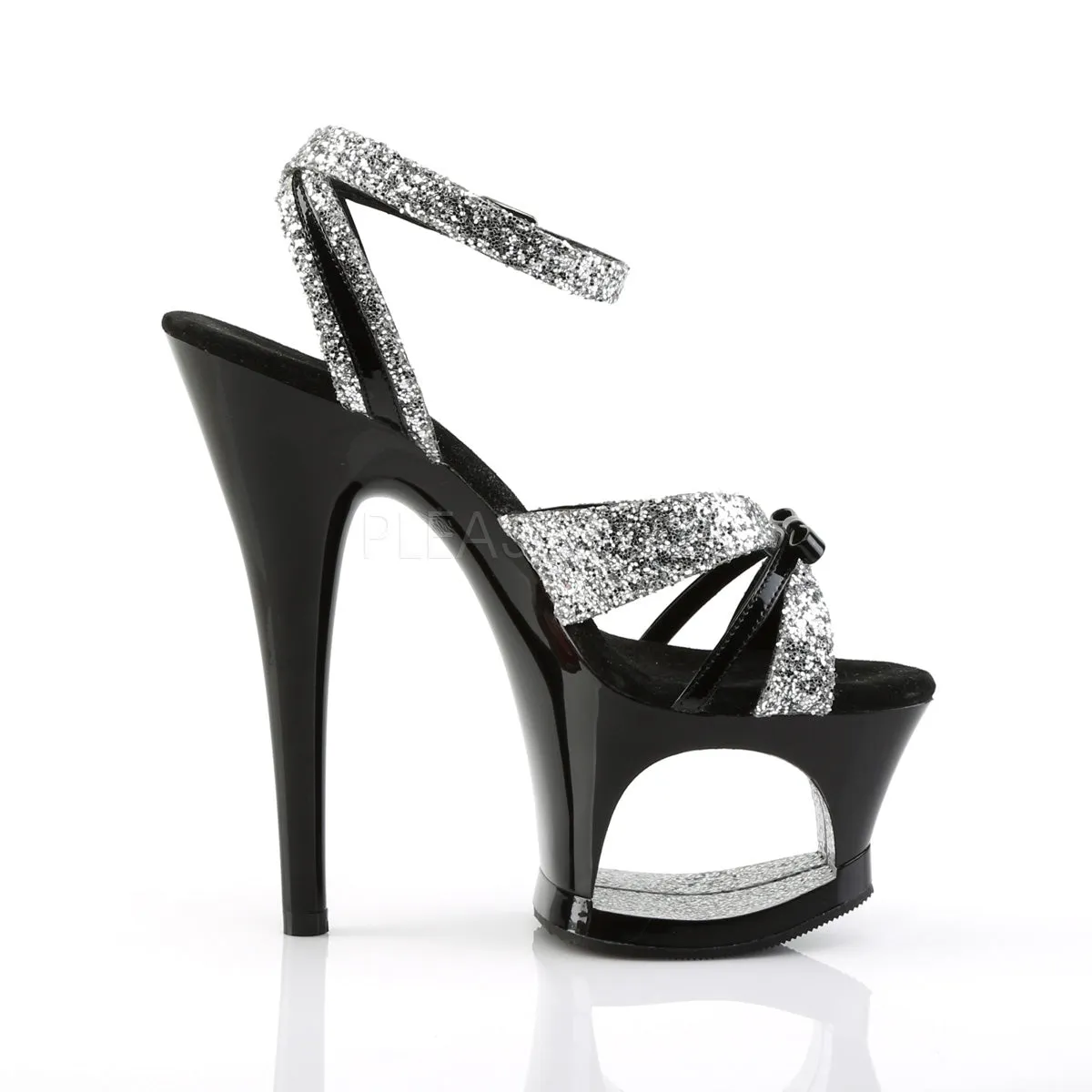 MOON-728  Silver Glitter-Black Patent/Black
