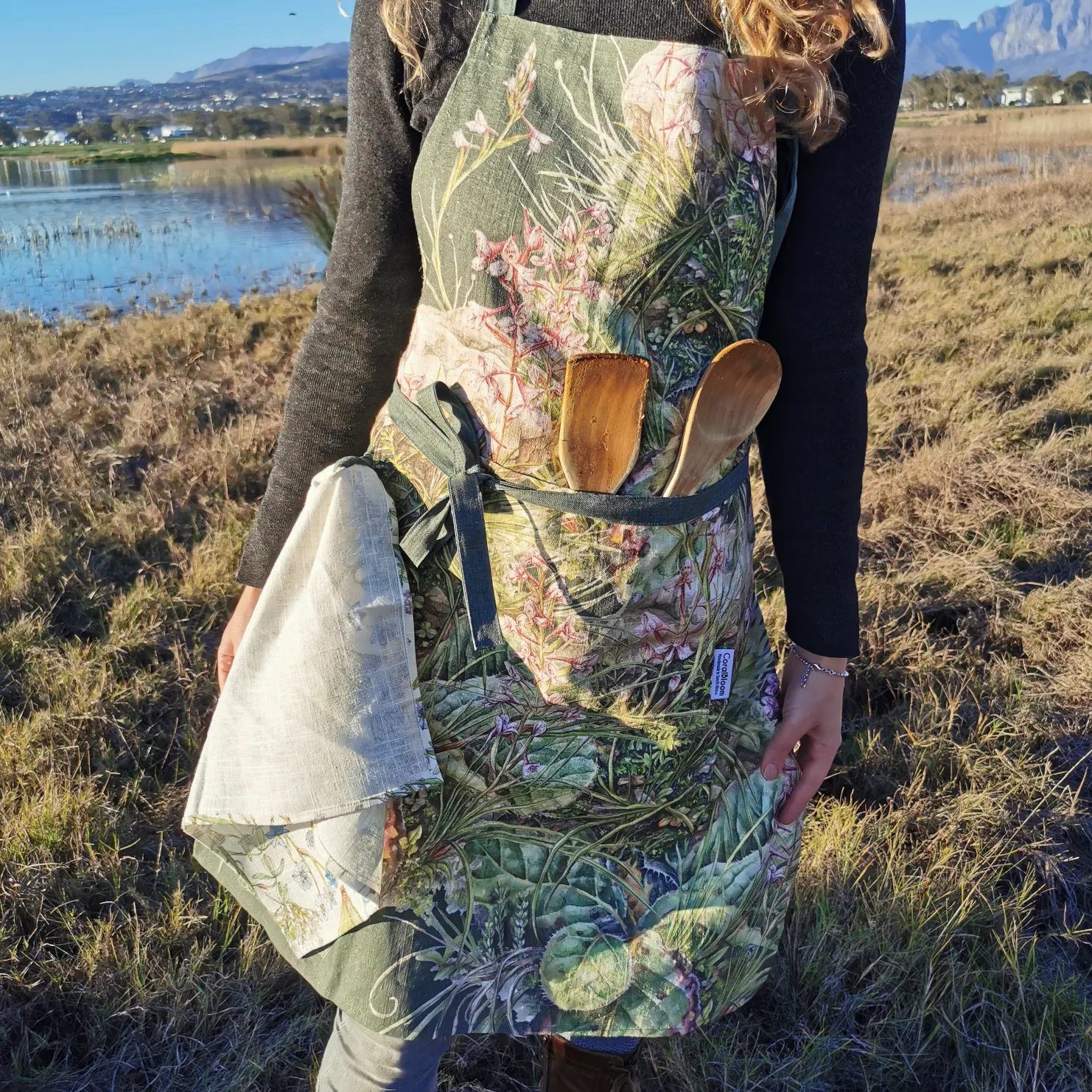 Mountain Orchids Linen Apron