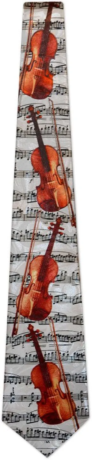 Music Ties - Violins with Sheet Music