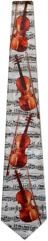 Music Ties - Violins with Sheet Music