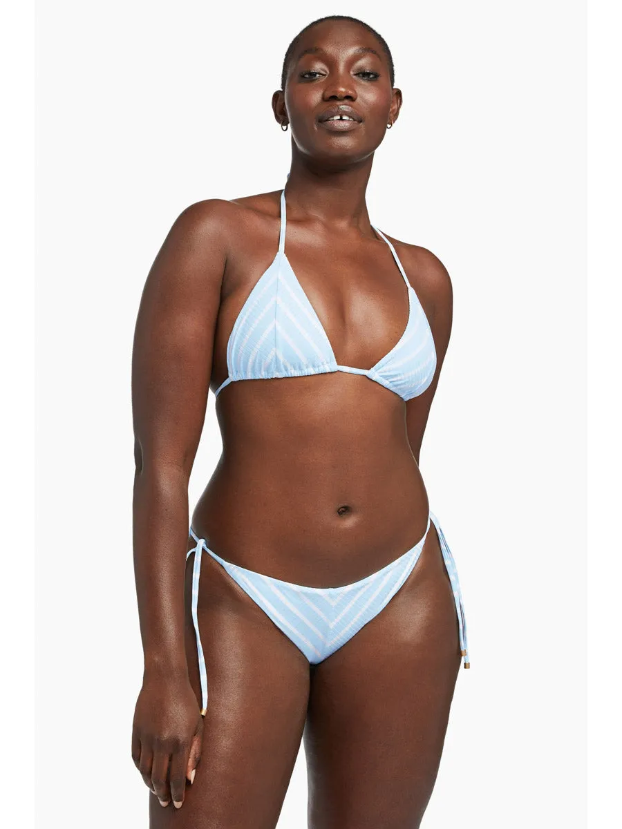 Natalie Miter Stripe Tie Bottom in Sky EcoRib Stripe