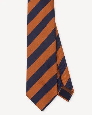 Navy and Orange Regimental Stripe Repp Tie